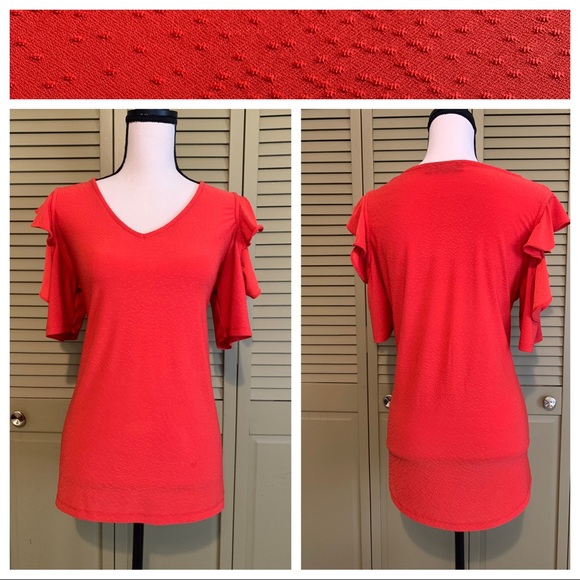 ❤️ Ruffle Cold Shoulder 1/4 Sleeve Blouse ❤️ - Picture 1 of 11